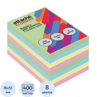Бумага для заметок с клеевым краем Economy  76x51 мм, 400 л, 8 цветов в асс