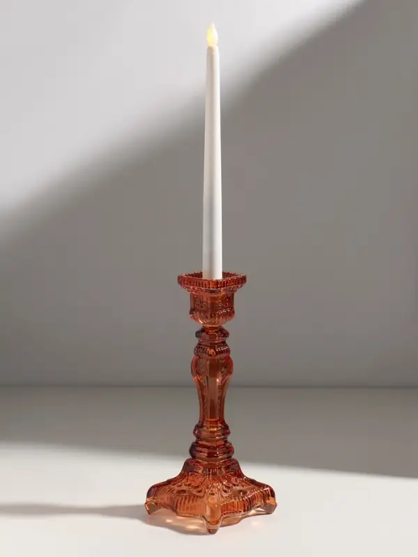 Подсвечник стекло  Подсвечник стекло "Версаль" коньячный d=2 и 4 см 10х10х25 см