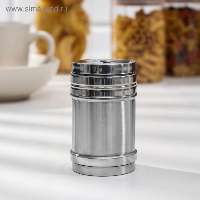 Солонка из нержавеющей стали «Металлик», 280 мл, 6,3×10,5 см, цвет серебряный Солонка из нержавеющей стали «Металлик», 280 мл, 6,3×10,5 см, цвет серебряный