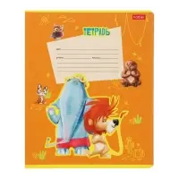 Тетрадь 12 листов в клетку на скрепке Happy ZOO, МИКС