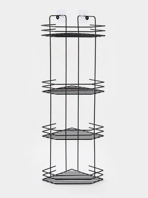 Полка для ванной угловая 4-х ярусная, 20.5×20.5×72 см, чёрная Полка для ванной угловая 4-х ярусная, 20.5×20.5×72 см, чёрная