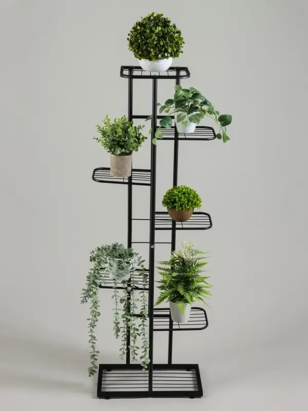 Подставка для цветов Greengo, 7 полок, 43&times;22&times;126 см, напольная, металл, чёрная