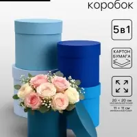 Набор круглых коробок 5 в 1, &laquo;Малахит&raquo;, 20&times;20&times;20 - 11&times;11&times;11 см