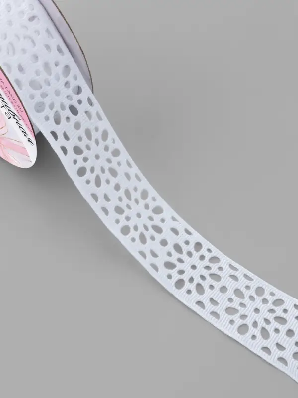 Лента декоративная, репсовая, ажурная, 25 мм, 9.1&plusmn;0.5 м, белая