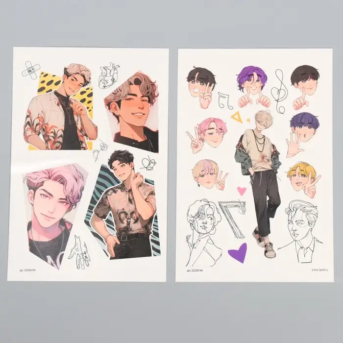 Переводные татуировки детские «Корейские парни», тату — 2 листа