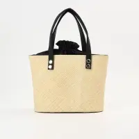 Сумка плетёная из пандана, 26&times;15&times;38 см, бежево-чёрная