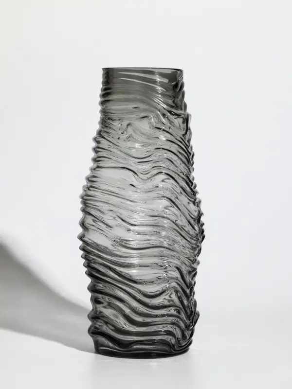 Ваза стекло настольная  Ваза стекло настольная "Ванесса" полосы, 30х12 см, серый