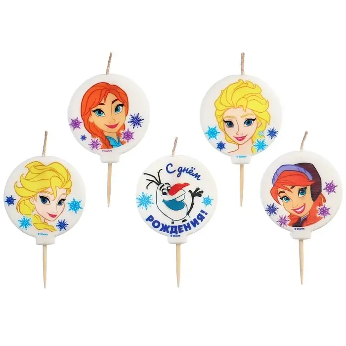 Свеча для торта Свеча для торта "С Днем Рождения!", 5 штук, Холодное сердце