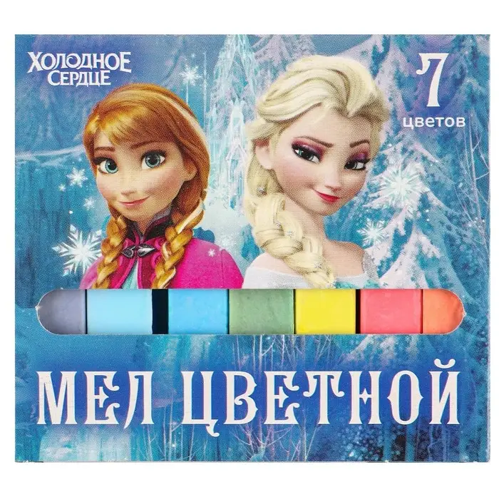 Мелки цветные школьные, набор 7 шт. «Эльза» «Холодное сердце», прямоугольные Мелки цветные школьные, набор 7 шт. «Эльза» «Холодное сердце», прямоугольные