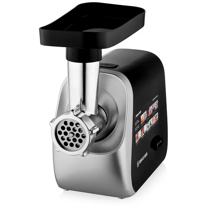 Мясорубка BRAYER 1608BR, электрическая, 2000 Вт, реверс, 3 диска, 4 насадки, 2 кг/мин Мясорубка BRAYER 1608BR, электрическая, 2000 Вт, реверс, 3 диска, 4 насадки, 2 кг/мин