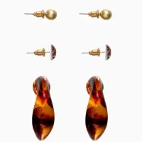 Серьги QF &laquo;Леопард&raquo;, набор 3 пары, кольца, цветной в золоте