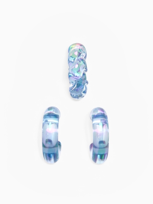 Набор серьги и каффы 3 шт «Нежность» косичка, цвет голубой в серебре