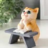 Фигурка полистоун &laquo;Котик с книгой за партой&raquo;, рыжий, 9&times;8.5&times;9.5 см