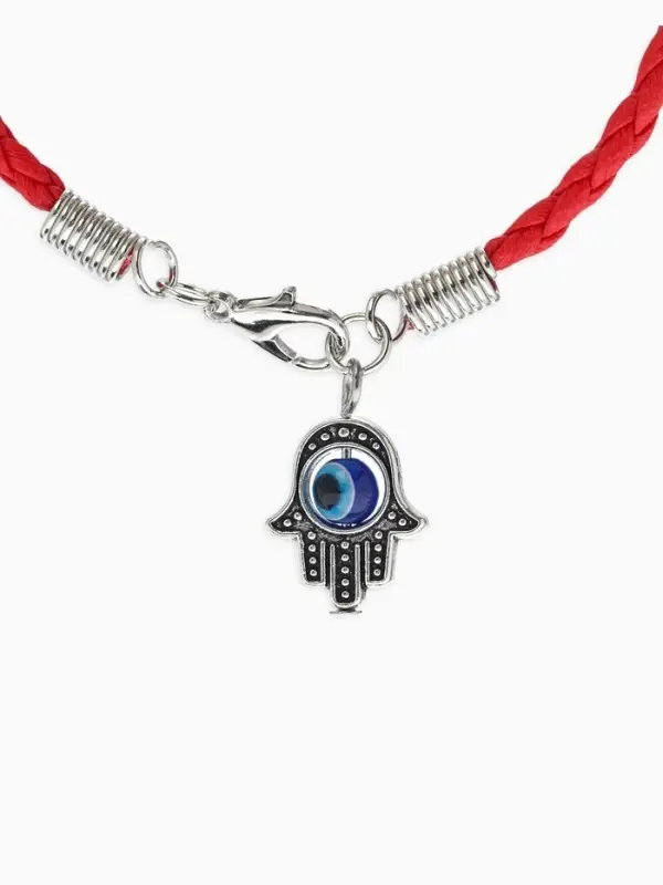 Браслет-оберег &laquo;Красная нить&raquo;, процветание и защита, синий в чернёном серебре, d=9 см