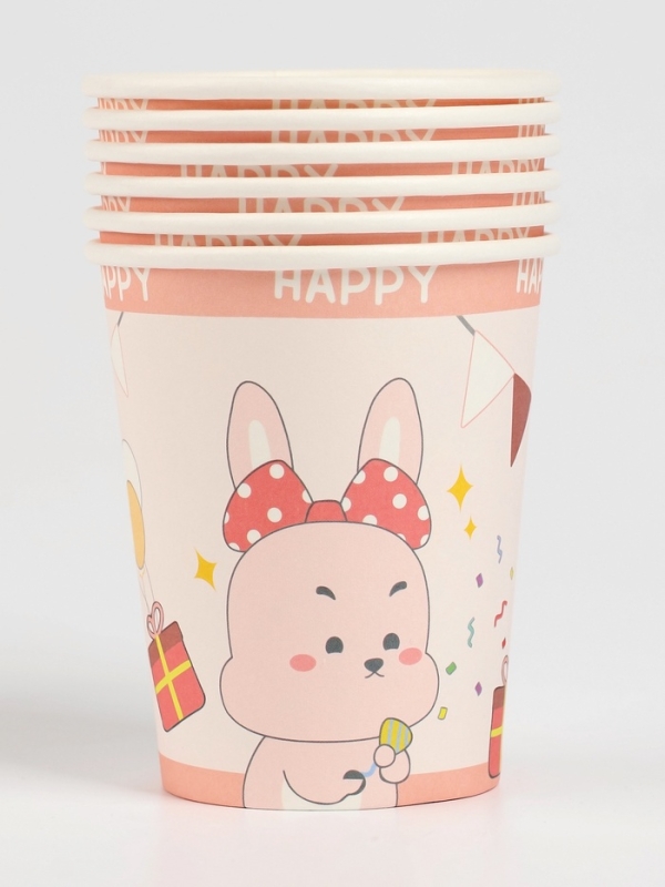 Набор бумажной посуды Набор бумажной посуды "Счастливый зайка", набор 12 шт.