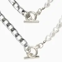 Набор 2 пред-а: колье,браслет "Жемчуг сердце с цепочкой" 18/42, цвет белый в серебре