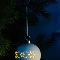 Ёлочный шар &laquo;Орнаменты&raquo;, 6.9&times;6.9&times;5.9 см, 1 LED, керамика, от батареек LR44&times;2, свечение тёплое белое