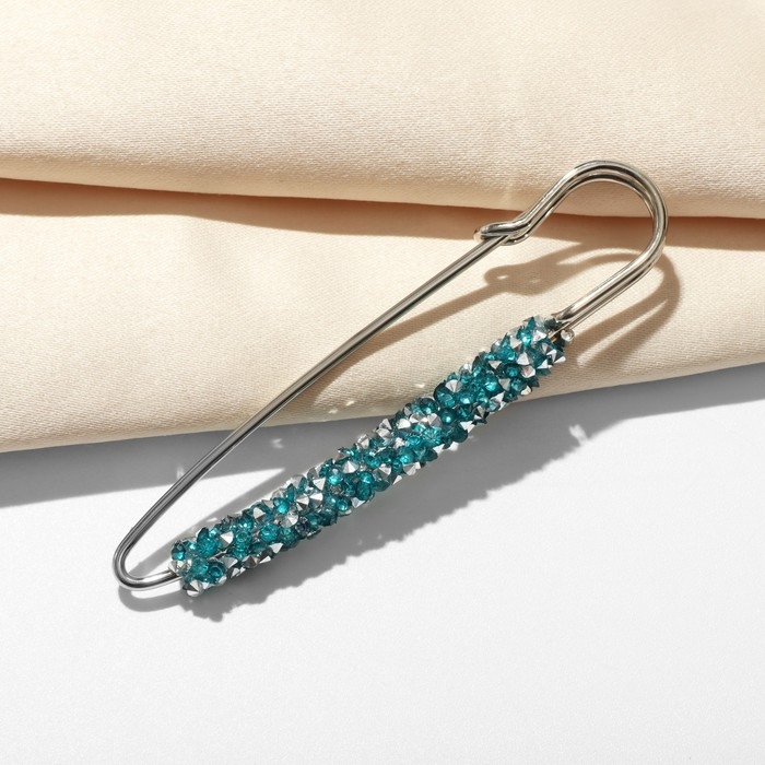 Булавка «Вечеринка» стразы, 7 см, цвет голубой в серебре