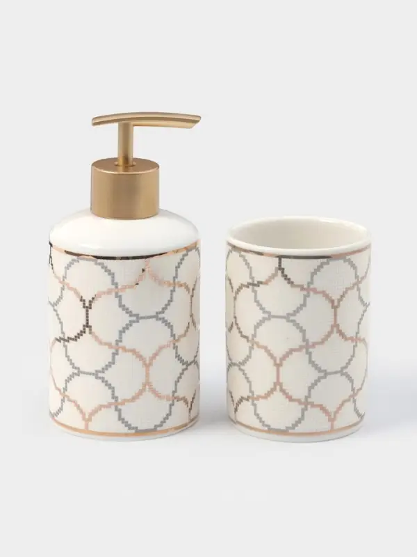 Набор аксессуаров для ванной комнаты Доляна &laquo;Сицилия&raquo;, 3 предмета, дозатор 350 мл, мыльница, стакан