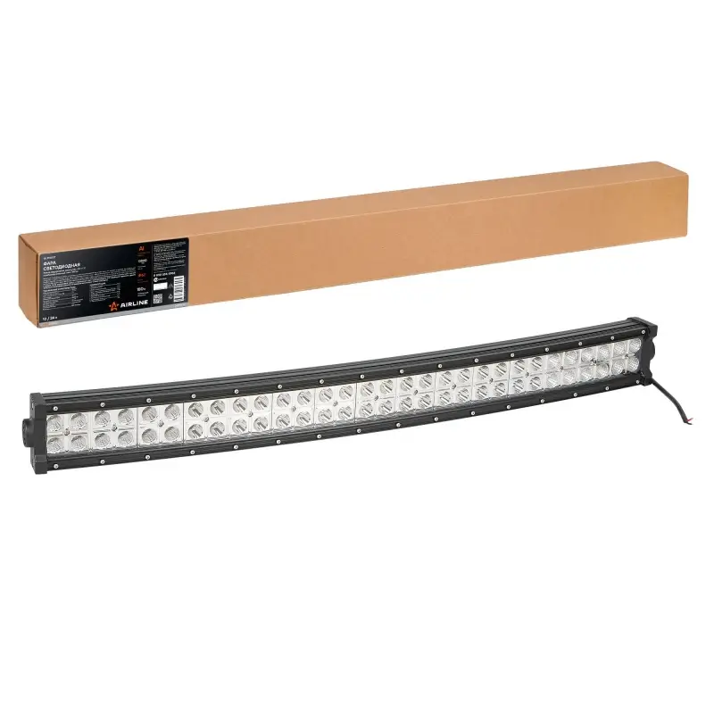 Фара (балка) светодиодная двухрядная изогн., 60LED, комбин. свет, 180Вт, 820х78х60мм, 12/24В, PRO