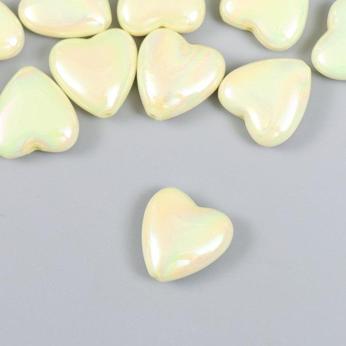 Бусины пластик Бусины пластик "Сердечко сливочное, перламутр" набор 20 гр 1,4х1,4х0,6 см