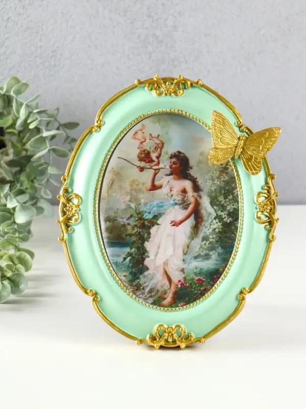 Фоторамка полистоун 13х18 см Фоторамка полистоун 13х18 см "Золотая бабочка" бирюза 23х18х2 см