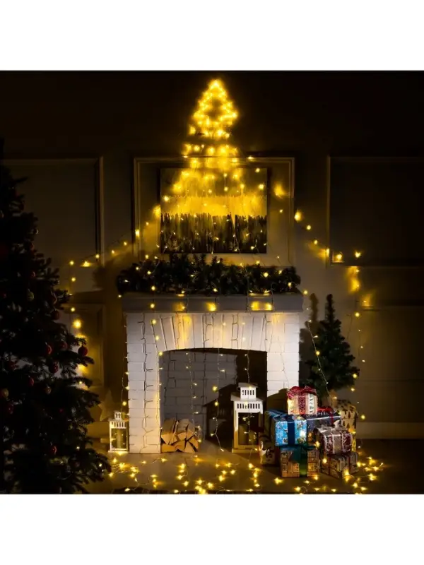 Светодиодная фигура &laquo;Ёлка&raquo; 3.5 м, пластик, 9 нитей, 31 В, свечение тёплое белое