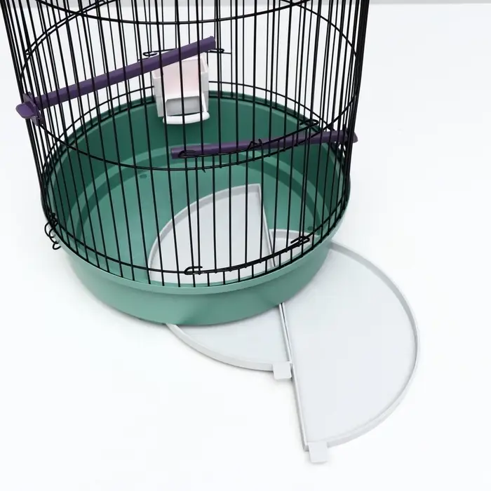 Клетка для птиц, 33&times;77 см, круглая, трехярусная сварная, малый поддон, МИКС