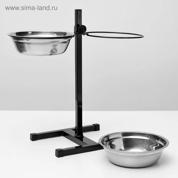 Подставка с мисками, 2&times;2 л, высота 50 см, разборная, чёрная