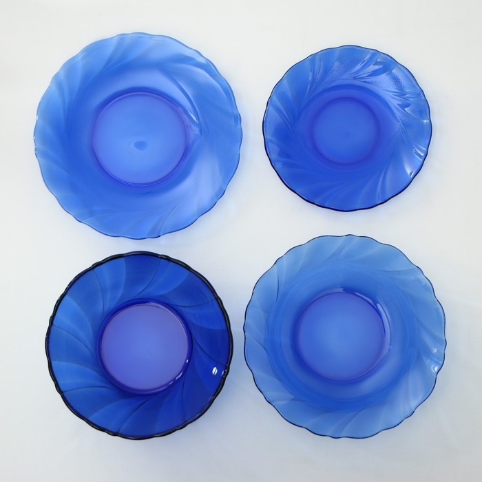 Набор столовый Sea Brim, 25 предметов: кружка 230 мл, салатник 900 мл, глубокая тарелка 600 мл, стекло, цвет синий Набор столовый Sea Brim, 25 предметов: кружка 230 мл, салатник 900 мл, глубокая тарелка 600 мл, стекло, цвет синий