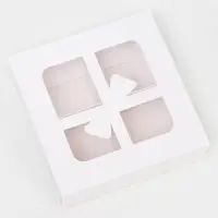 Коробка для 4 конфеты «Бантик», белый 12.5×12.5×3.5 см