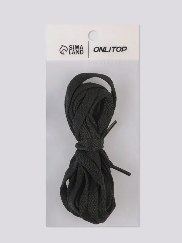 Шнурки для обуви, пара, плоские, 7 мм, 160 см, чёрные