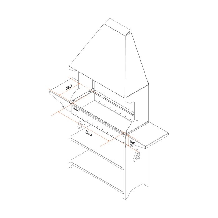 Мангал Professional Standart Zont PSZ3000, 158.2×41.2×207.9 см, 3 мм, полки, с крышей