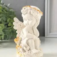 Фигурка гипс &laquo;Ангел в цветах&raquo;, 13&times;8 см, белая