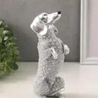 Фигура полистоун &laquo;Серебряная такса&raquo;, бисерный, 8.5&times;7&times;20 см