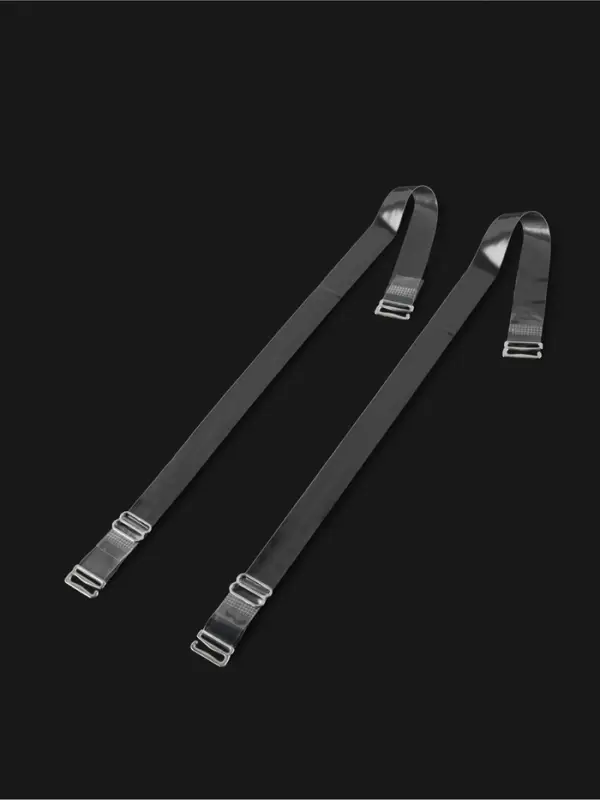 Лямки для бюстгальтера, силиконовые, фурнитура металл, 1.5 см, 37 см, пара, прозрачные