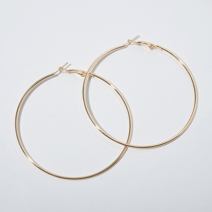 Серьги кольца QF «Классика», d=7 см, цвет золото