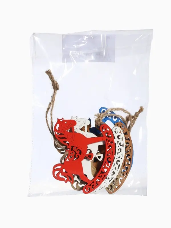 Набор ёлочных украшений Набор ёлочных украшений "Лошадки" резные 9х8 см, Ассорти, 5 шт.