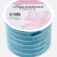 Лента бархатная, 10 мм, 18&plusmn;1 м, зелёная №72