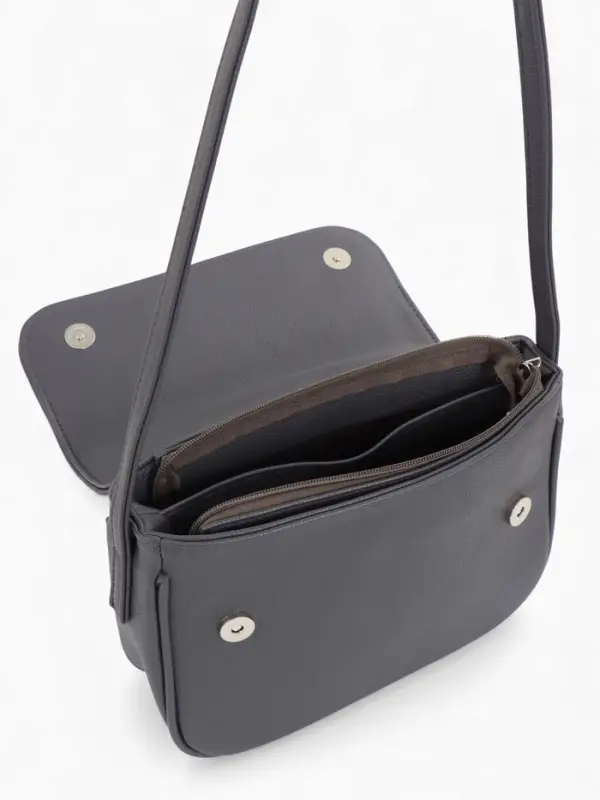 Сумка женская мессенджер TEXTURA на магните, 25&times;7.5&times;19 см, серая