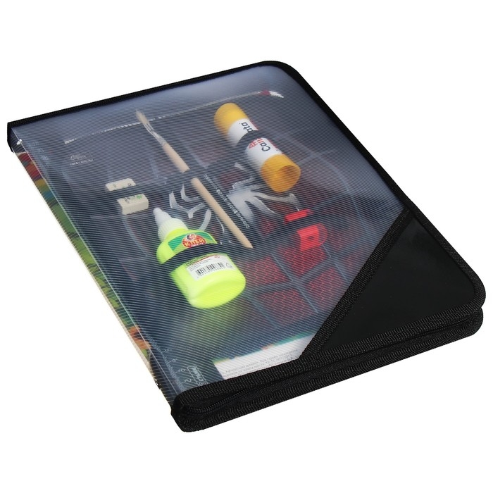 Папка для труда А4, молния вокруг, откидная планка, пластиковая, ПТР-1, с наполнением 10 предметов, для мальчика, Calligrata "Паук"