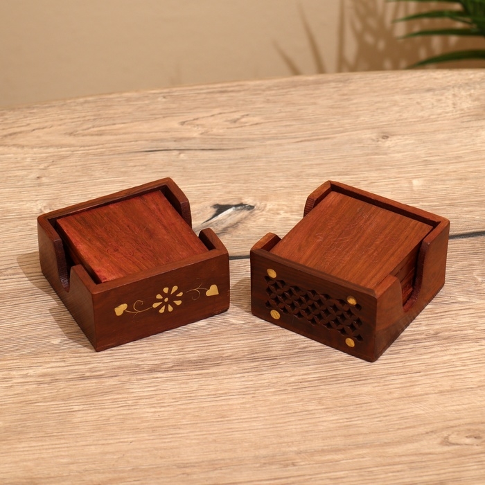 Подставка под горячее Подставка под горячее "Квадрат" дерево 9,8х9,2х4,5 см МИКС