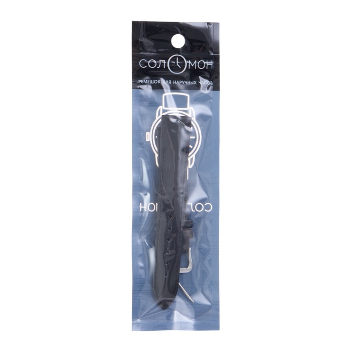 Ремешок для часов Ремешок для часов "Соломон", 18 мм, натуральная кожа, l-20 см, черный