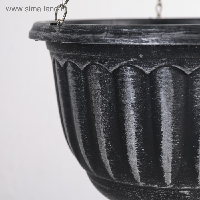 Кашпо пластиковое для цветов подвесное с дренажной сеткой «Шебби», 2 л, серое Кашпо пластиковое для цветов подвесное с дренажной сеткой «Шебби», 2 л, серое