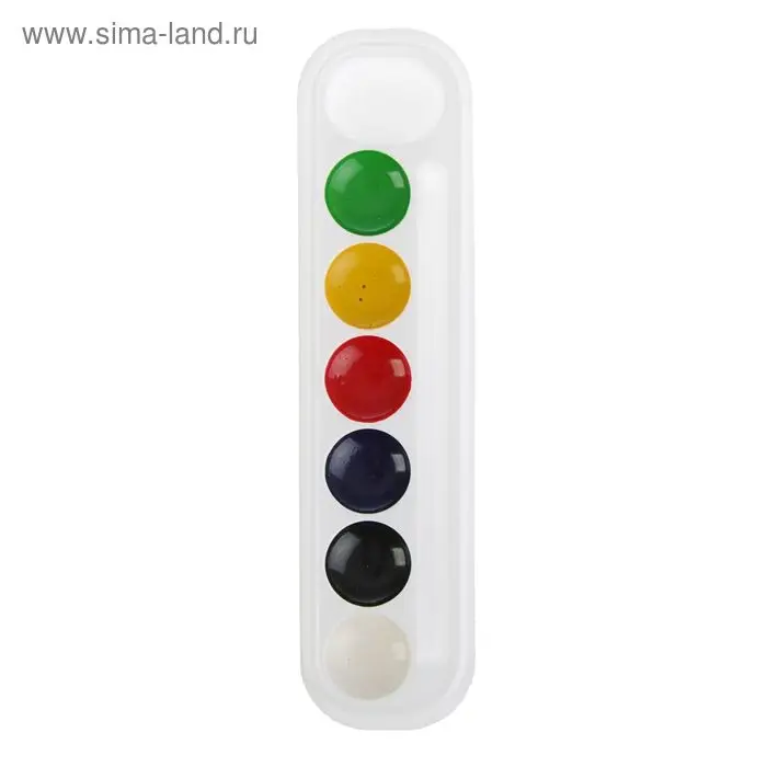 Акварель 6 цветов Lori, медовая, без кисти, картон