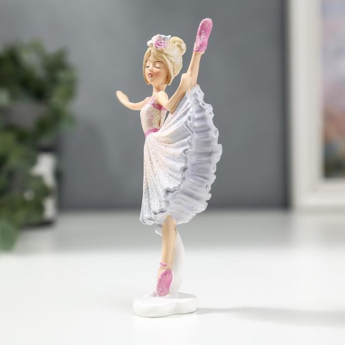 Сувенир полистоун Сувенир полистоун "Девочка-балерина в бело-голубом платье и розовых пуантах" 13х3х8 см