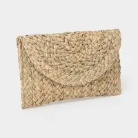 Сумка клатч плетёная из сиграсса, 26&times;16&times;3 см, бежевая