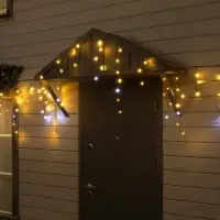Гирлянда &laquo;Бахрома&raquo; 50&times;0.7 м, IP44, УМС, тёмная нить, 900 LED, свечение тёплое белое, мерцание, 220 В