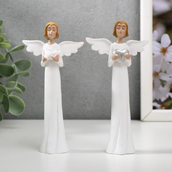 Сувенир полистоун Сувенир полистоун "Ангел в белом платье с книгой/голубем/цветами" МИКС 10,5х4,8х2 см