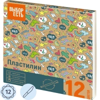 Пластилин классический Выбор Есть 12 цв.180 гр, набор со стеком